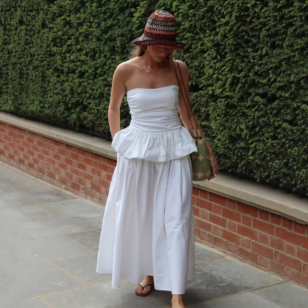 Zara White Voluminous Poplin Top